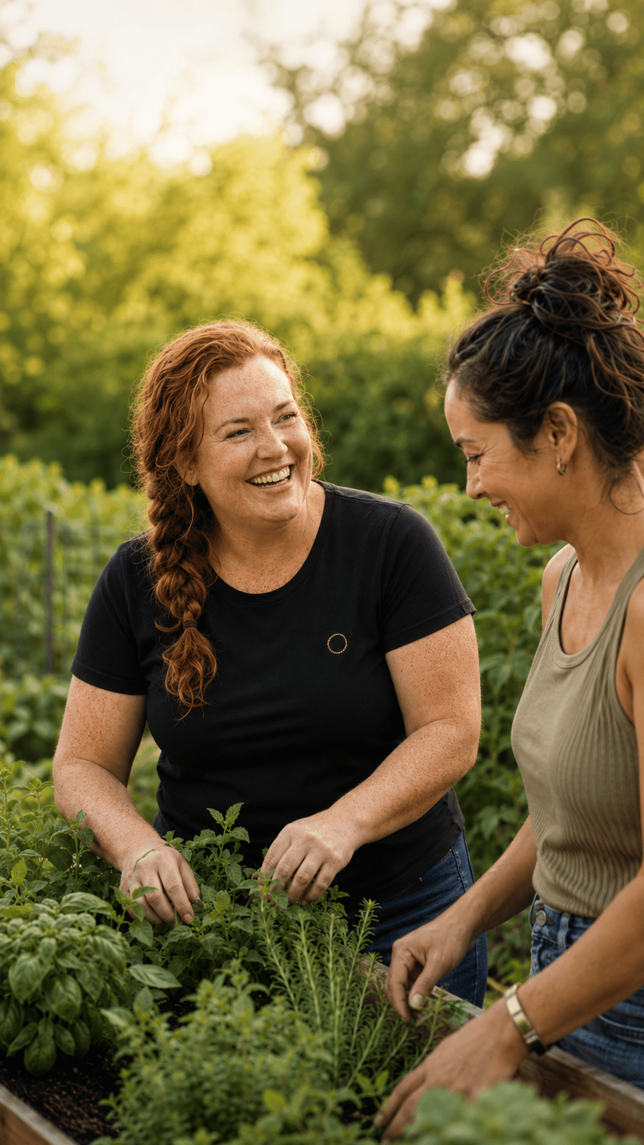 Human Frēq tee — garden setting